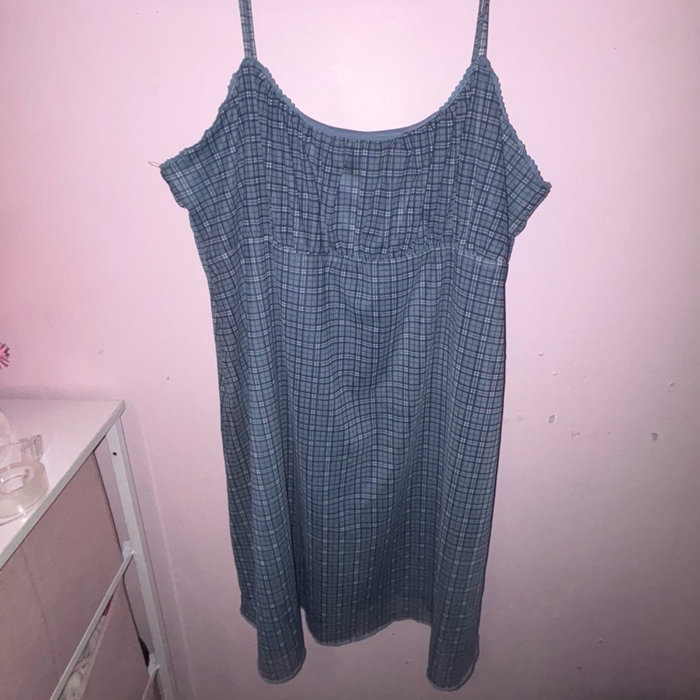 coquette blue plaid baby doll dress